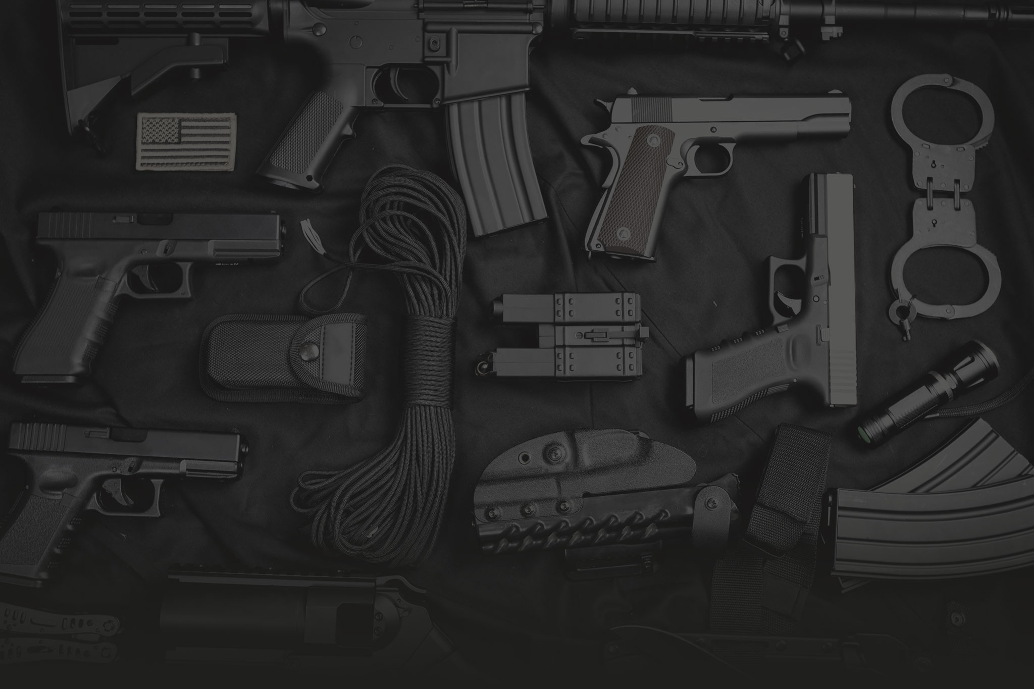 black rifles and pistol guns